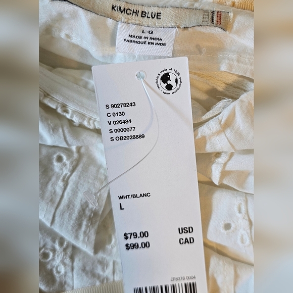 Kimchi Blue Women's White Violetta Eyelet Strapless Mini Dress LARGE - Picture 8 of 10